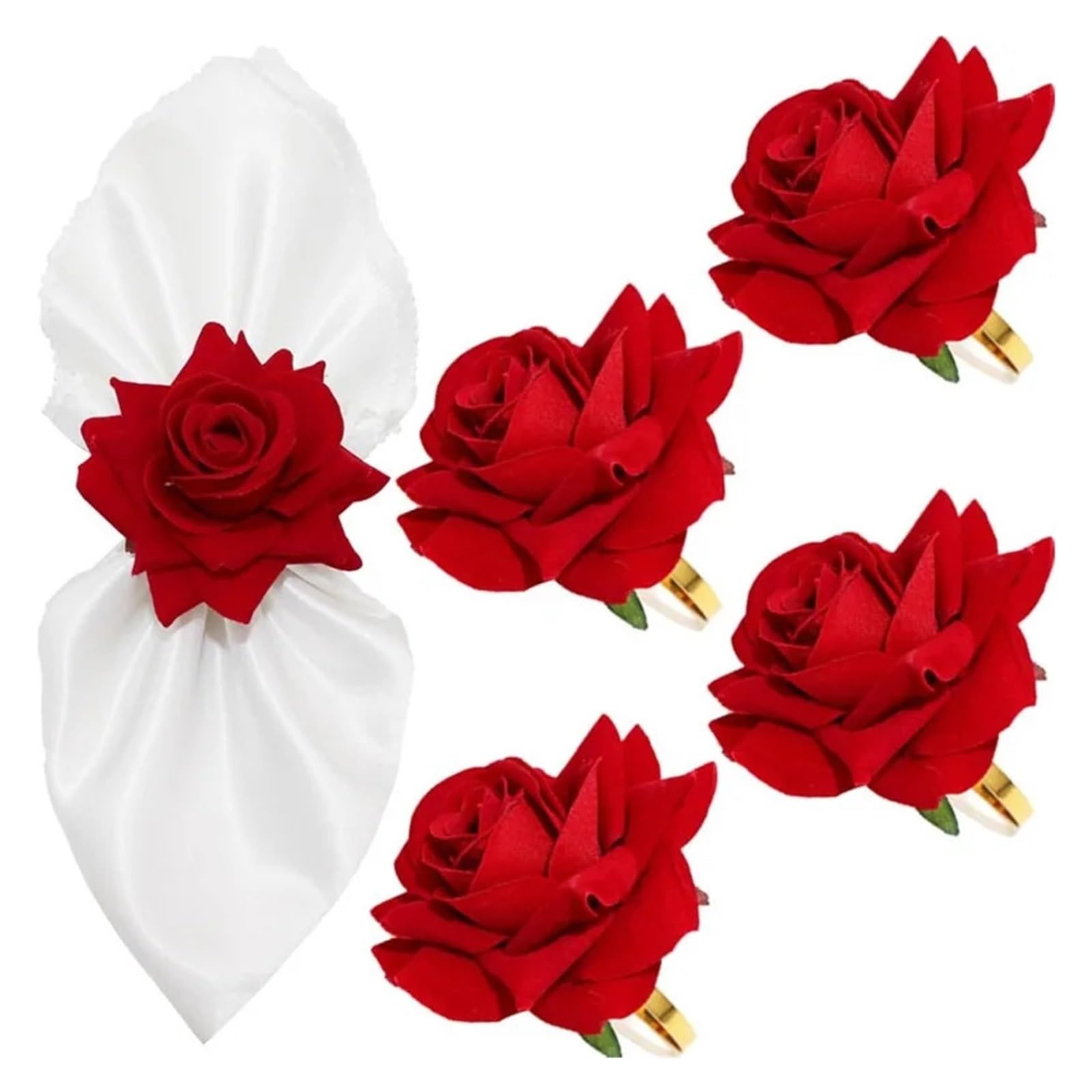 12PCS Red Rose Napkin Rings for Valentine Table Decor