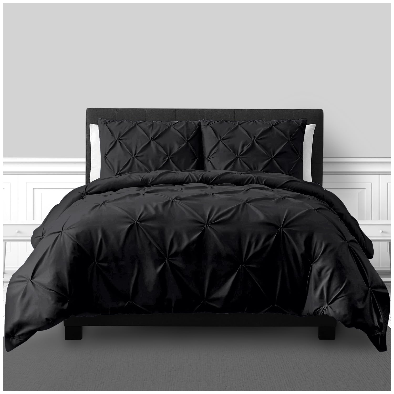 Gc Gaveno Cavailia Black Duvet Set Pleated Bedding Set, Double Size, Black