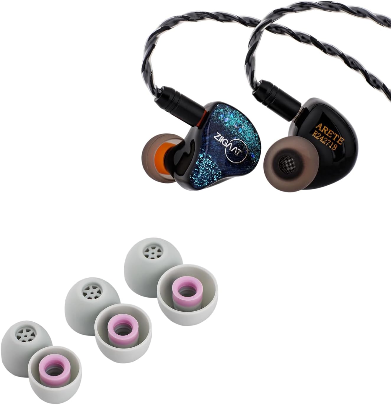 Linsoul ZiiGaat x Fresh Reviews Arete in Ear Monitor + Kiwi Ears Flex Earbud Tips, Replacement Silicone IEM Tips, 3 Pairs, S/M/L Size