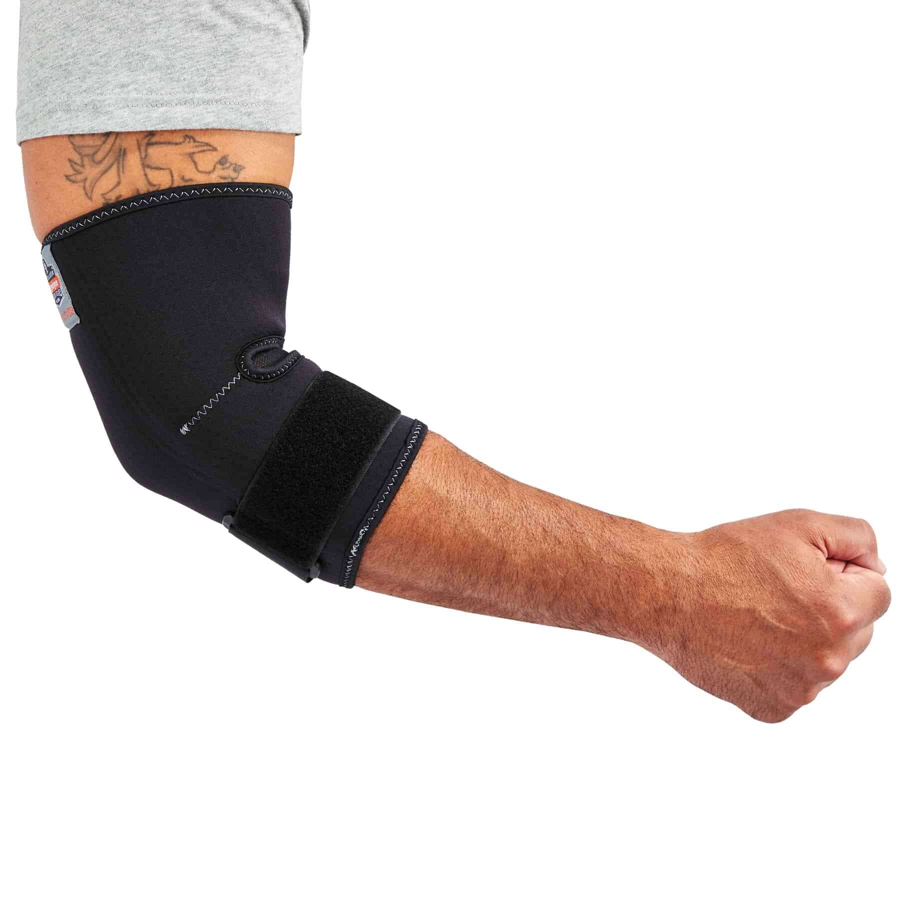 Ergodyne ProFlex 655 Neoprene Elbow Sleeve with Strap, Black, Small