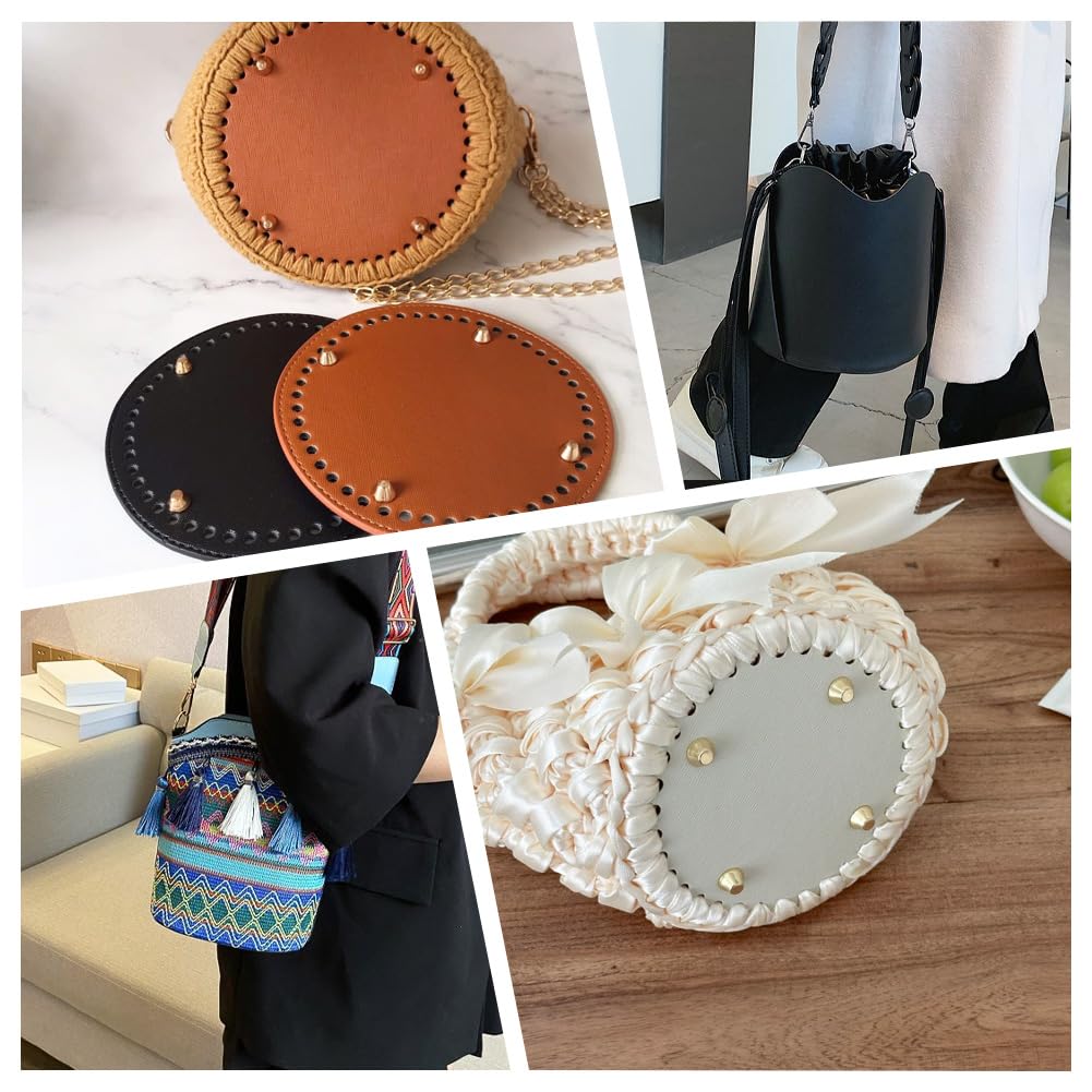 Newellsail 3 Pezzi Fondo Borsa in Pelle PU Base Uncinetto Ovale Tappetino Borse all'Uncinetto Bottom Shaper Pad con Fori 22x10cm