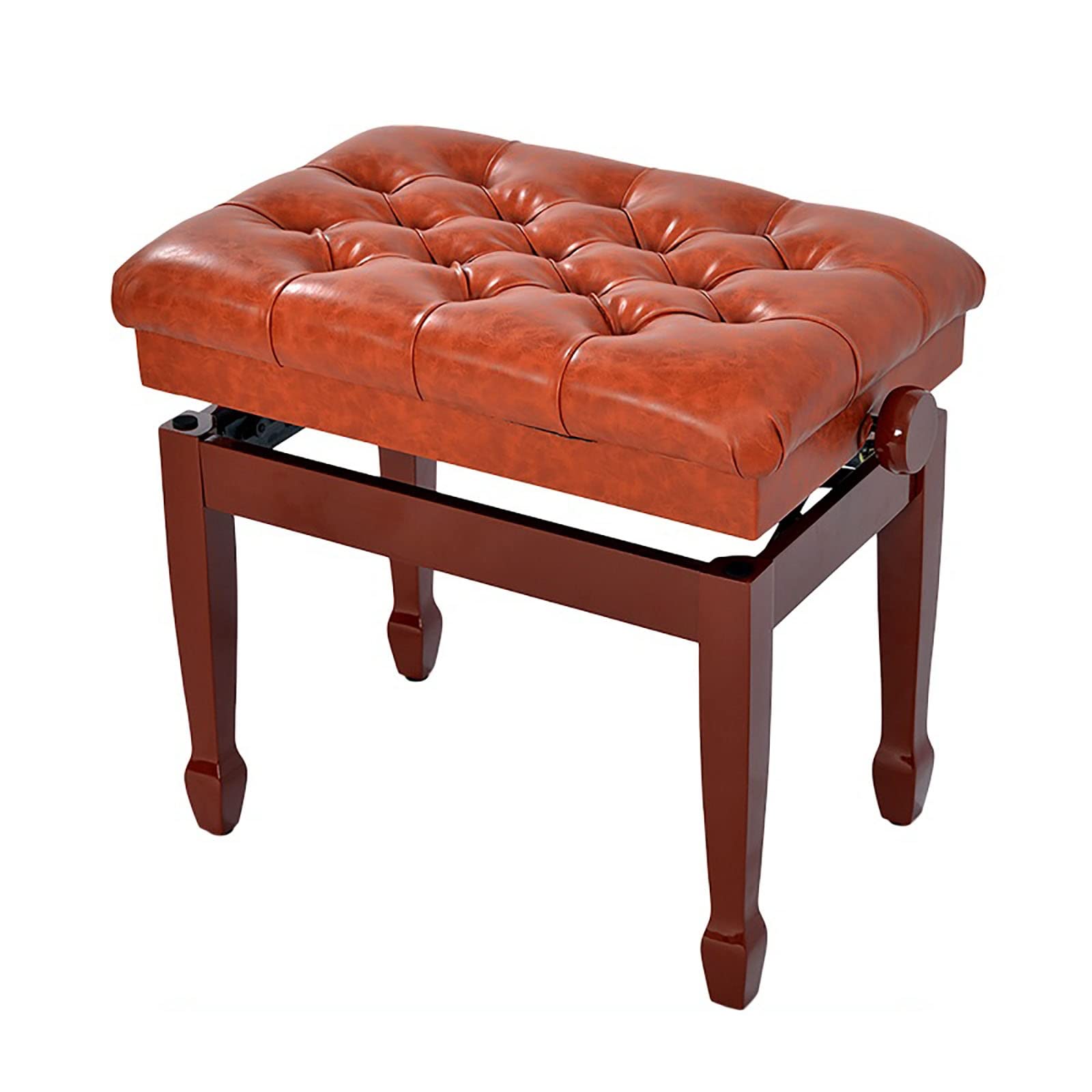 Tabouret de piano en similicuir, tabouret de piano à hauteur réglable, banc de clavier pour une personne, banc de siège rembourré en polyuréthane, tabouret de chaise simple avec pieds en bois