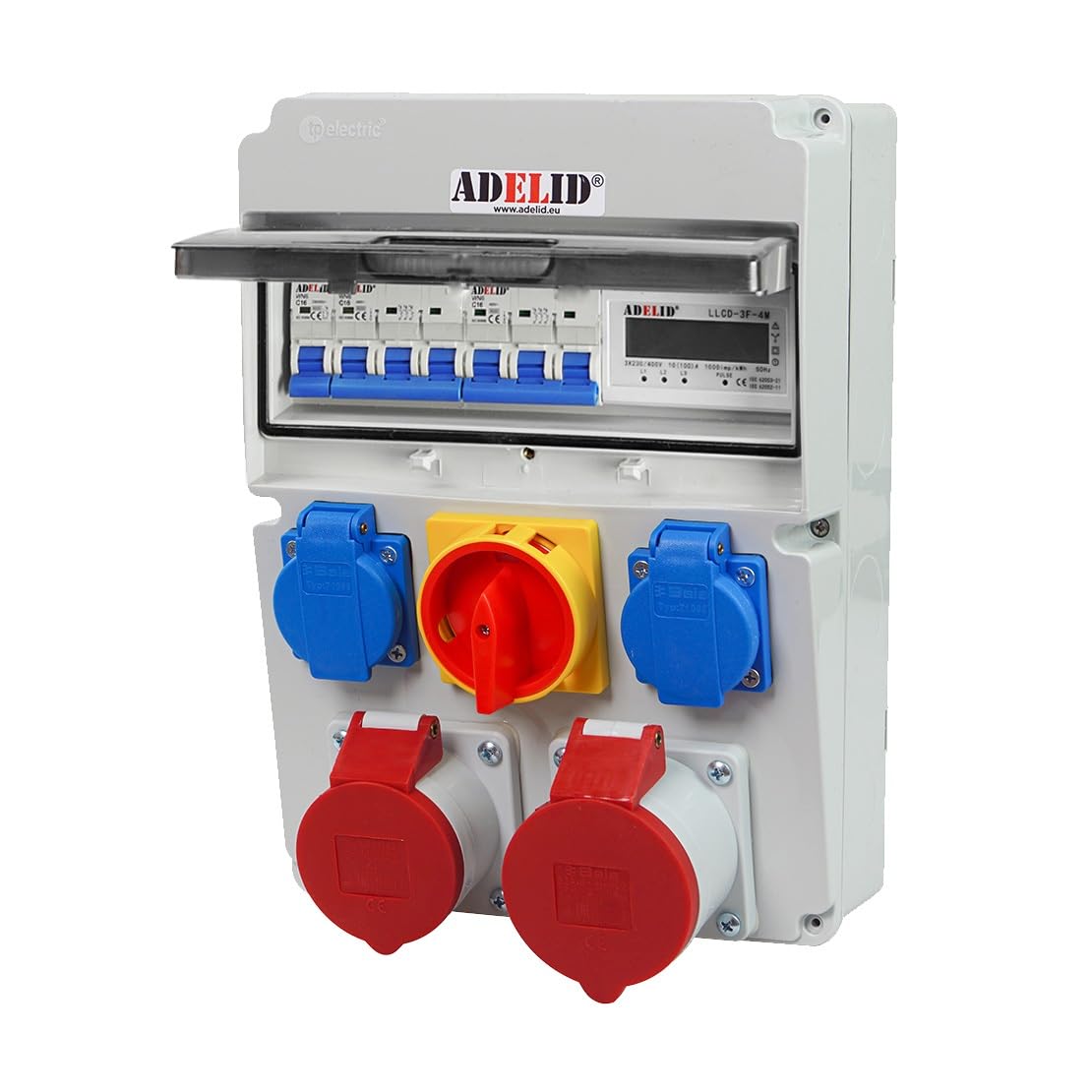 Baustromverteiler Wandverteiler CEE 2x 16A 400V 2x 230V Schuko Steckdose BALS mit LS-Schalter und Zähler Hauptschalter Komplett Verdrahtet