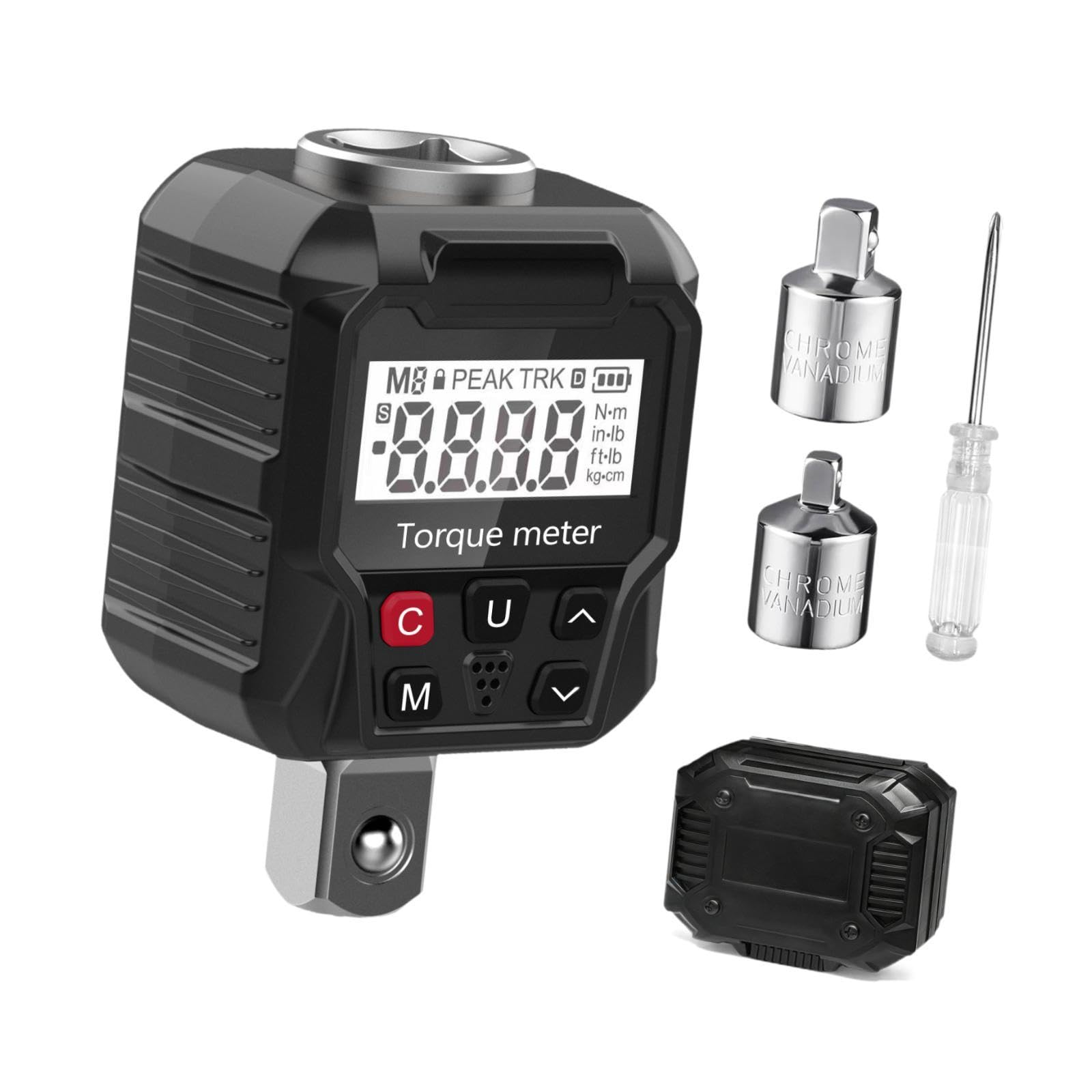 Amagogo Adattatore per Misuratore di Coppia Digitale con Display E Adattatori Versatili Da 1/4" E 3/8" per La Manutenzione Dei Veicoli.