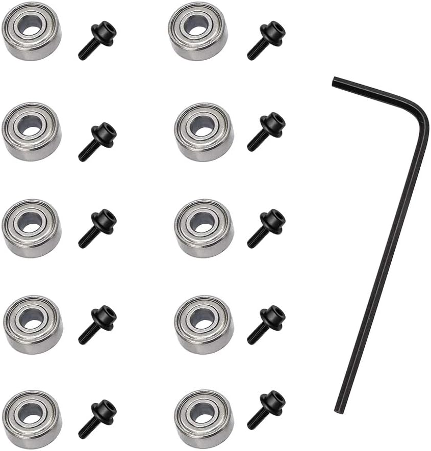 Wolfride 10Pcs Router Bit Bearing Set Top Bearings for Flush Trim Router Bit|Interior Dia: 3/16” & Outer Dia: 1/2” - - 