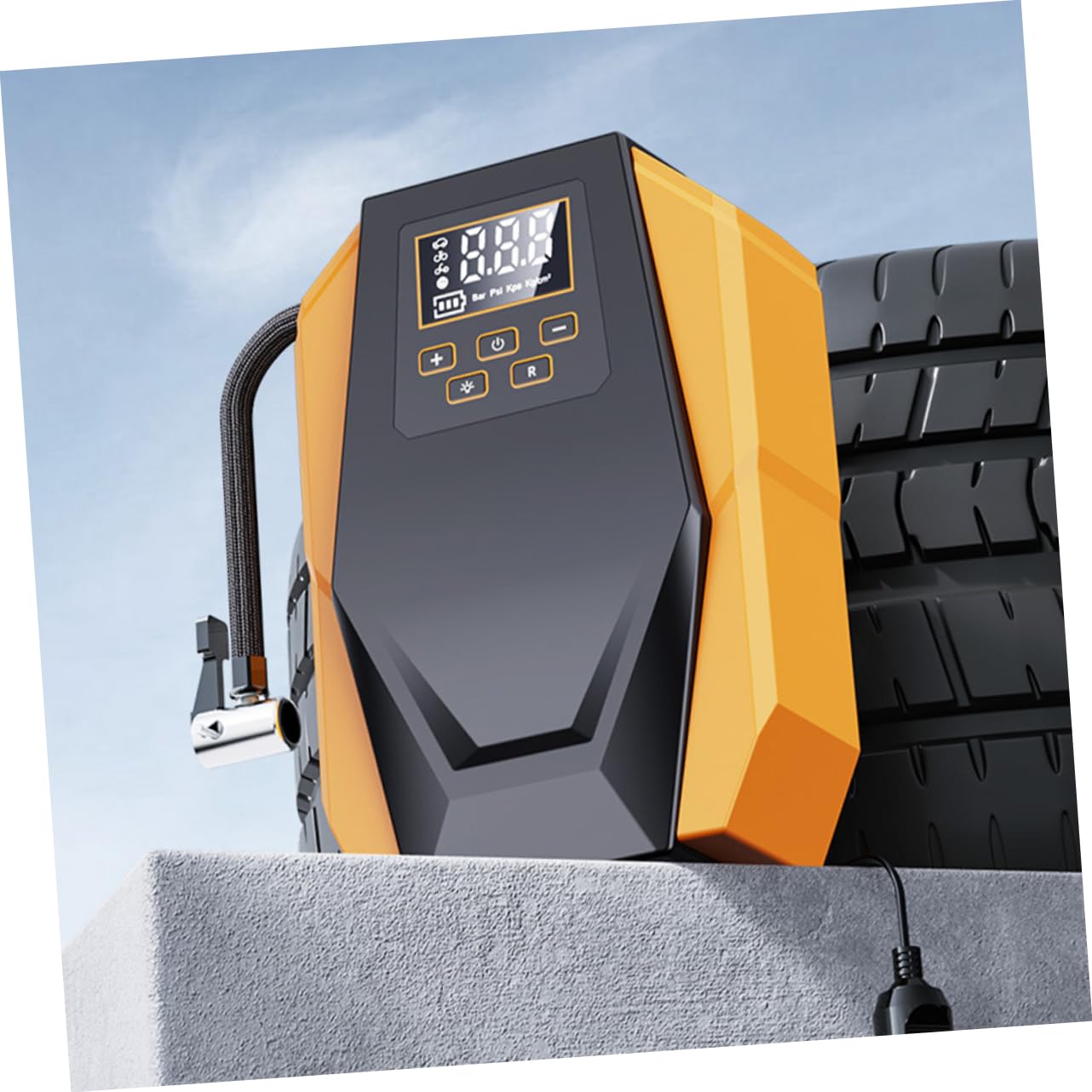 Vaguelly Pompa Elettrica Auto Portatile Manometro Digitale e Funzione Auto-Stop per Pneumatici Veicoli e Moto