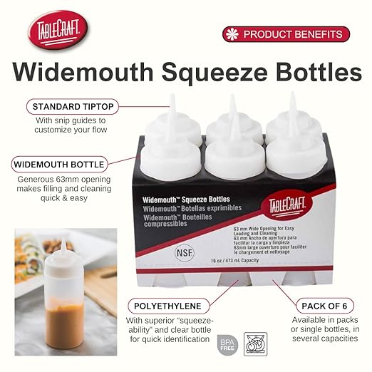 Botellas Squeeze TableCraft 16 oz, Pack de 6, Aprobado NSF miniatura 2