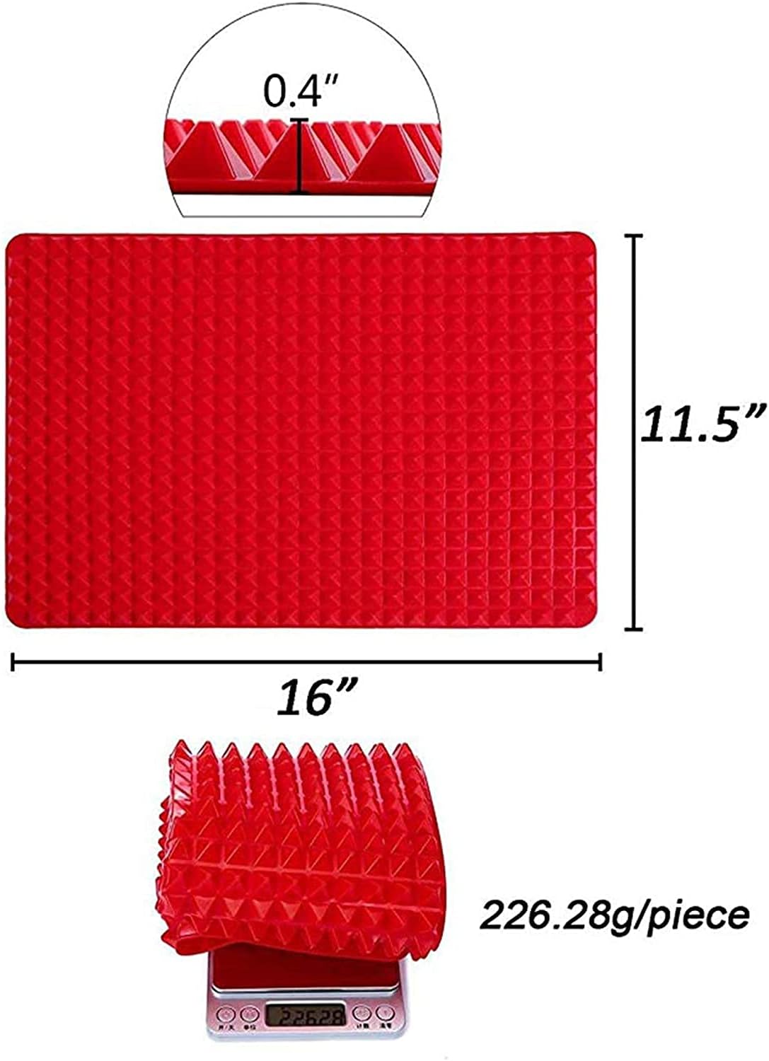 2022 Marys Silicone Pyramid Baking Cooking Mat Diamond Chef Tray Oven Non-Stick, Red, 16 X 11.5 Inch - Image 4