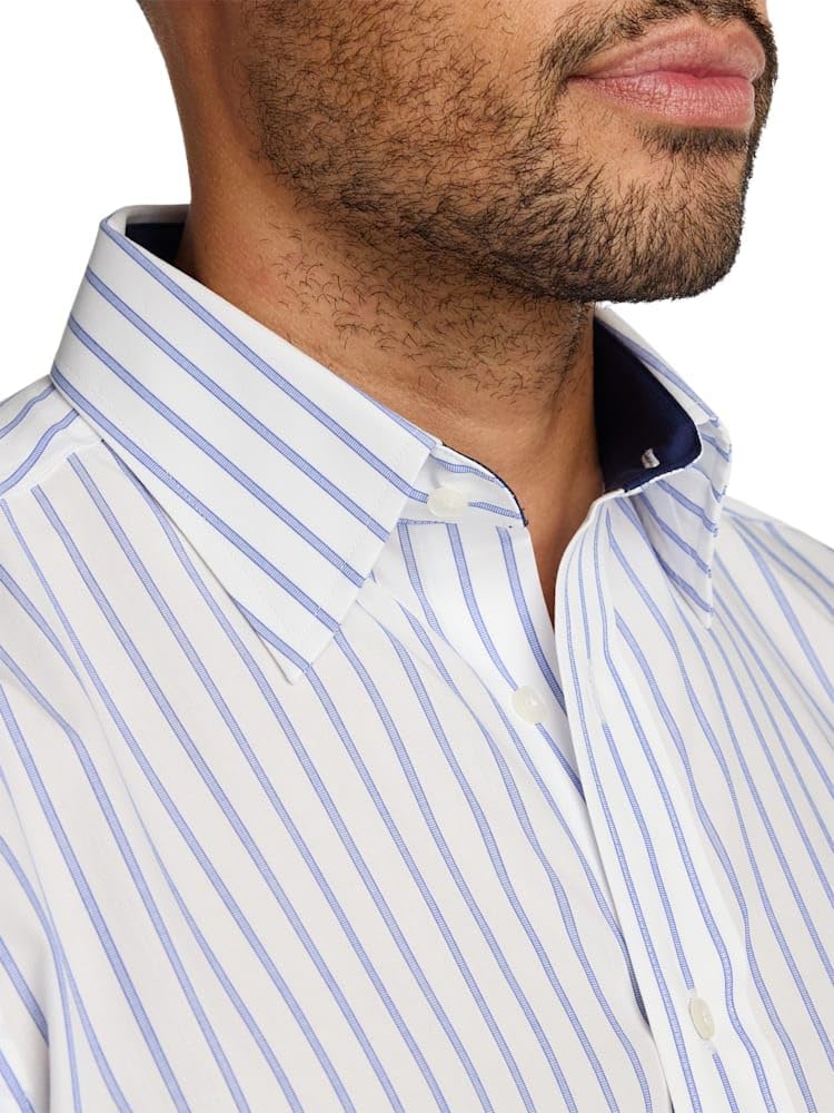 Paul Fredrick Men's Classic Fit Non-Iron Cotton Stripe Dress Shirt - Image 3