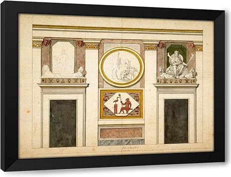 ArtDirect Unexecuted elevation for the Stanza Egizia at the Villa Borghese, ca. 1770-1793 Custom Framed Art Print Giclee Print or Canvas Options with Various Sizes and Customization by Conca, Tommaso