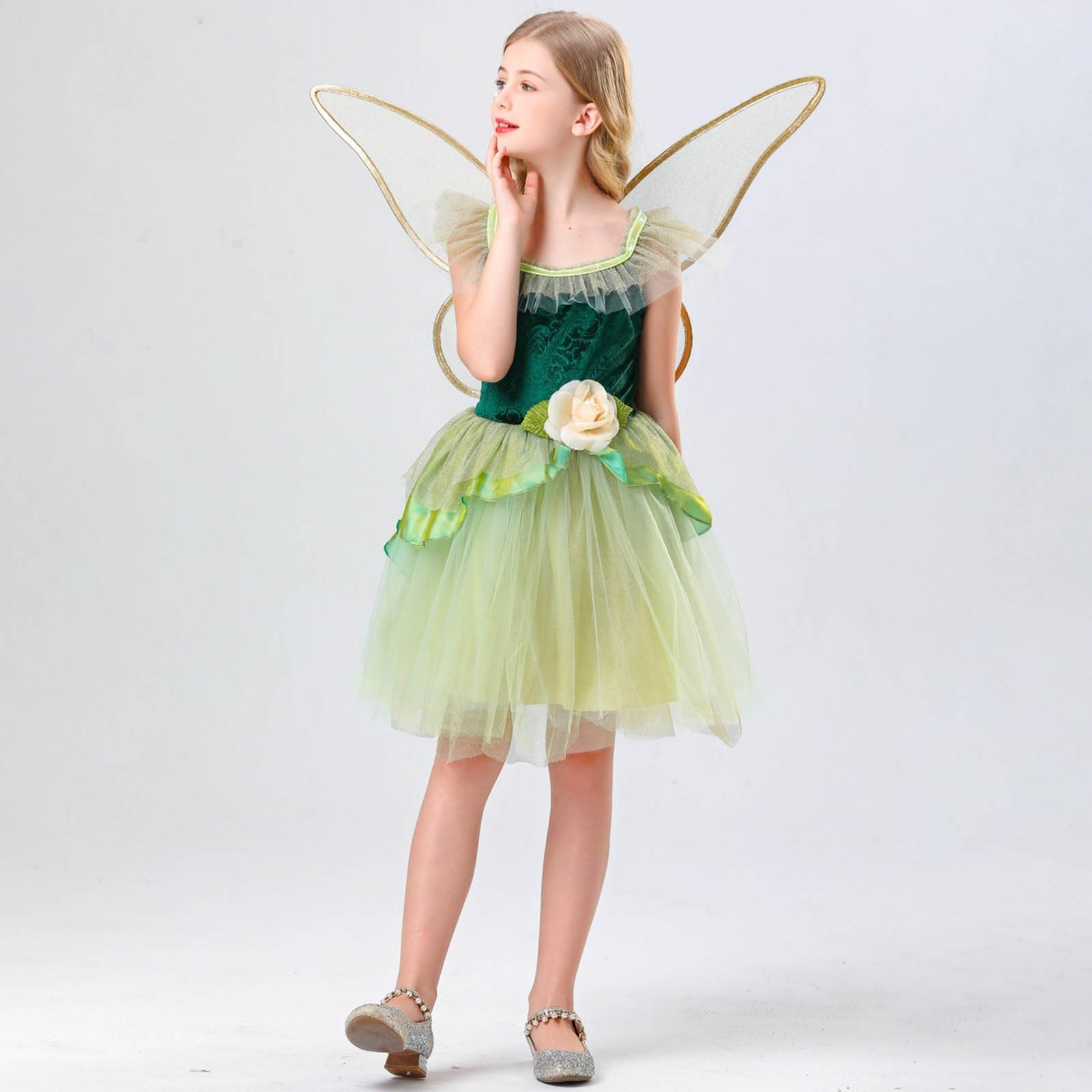 Generisch Vestito da fata di Halloween da bambina con gonna svolazzante, gonna in tulle, design svolazzante, ideale per feste in maschera e spettacoli