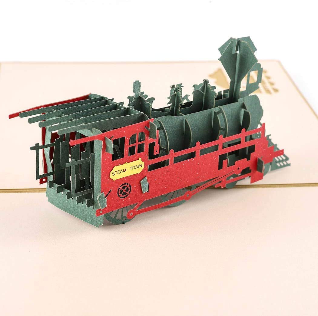 NC Happy Greeting 3D Pop Up greeting Card for Father’s Day, Graduation, Congratulations (Red Train)