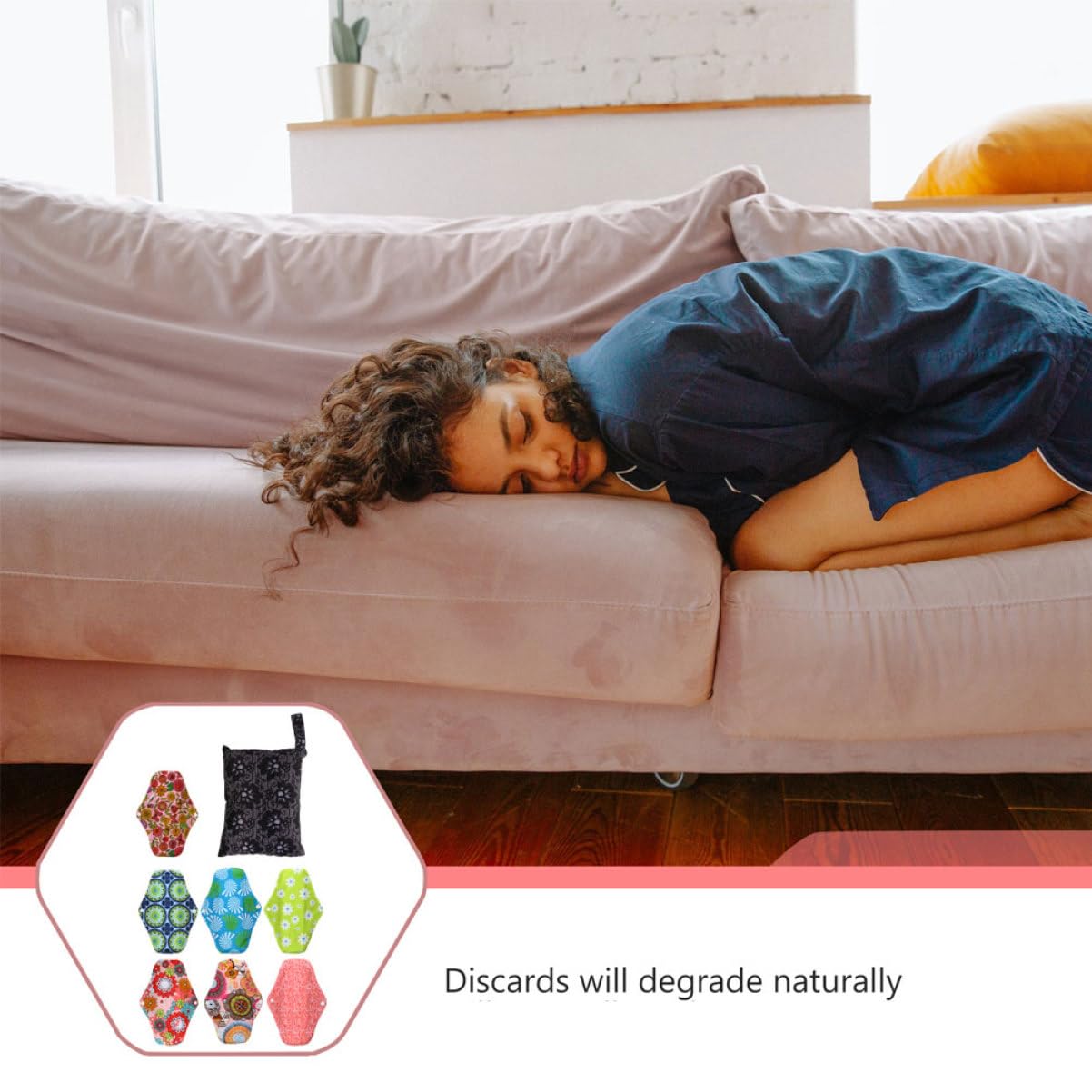 Toalla Menstrual Lavable 8 Unidades Poliéster y Fibra Cierre | Superabsorbente, Bloqueo Eficaz del Agua, Diseño Hebilla, Reutilizable para Mujer