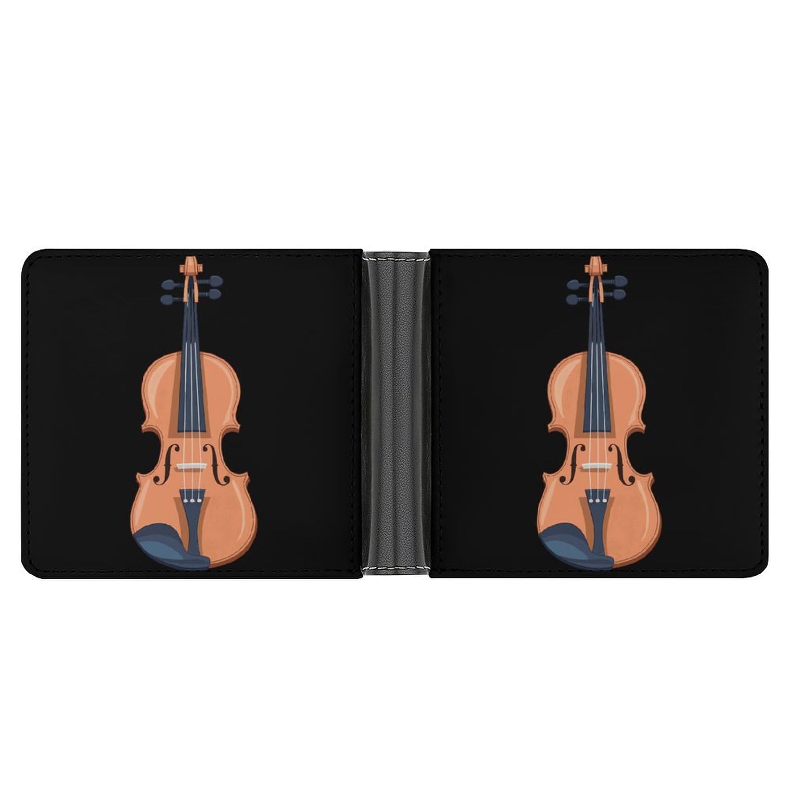 Violin Bifold Wallet PU Leather Coin Purse Lightweight Credit Card Holder Wallet Money Clip