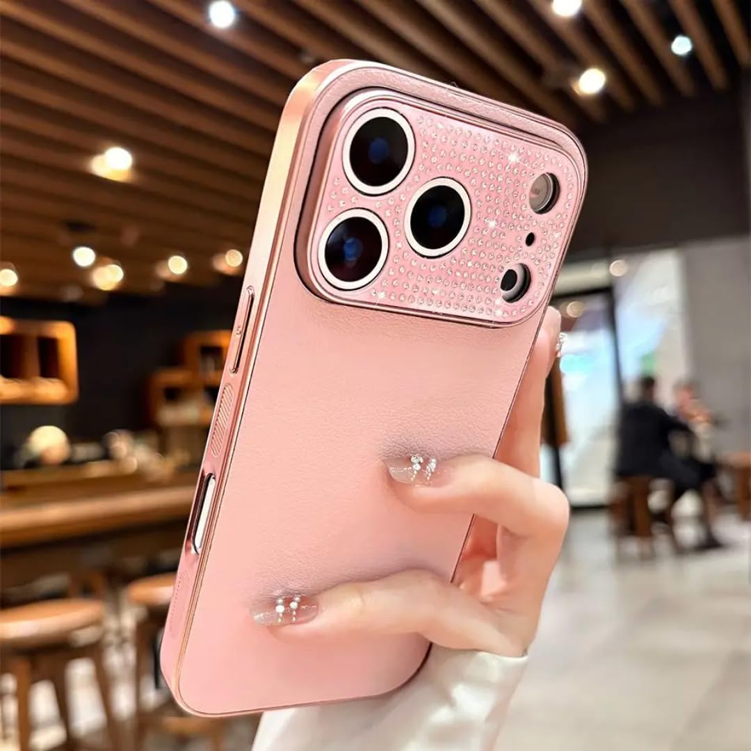 Coque souple antichoc iPhone 17 Pro Max rose avec motif diamant - 6