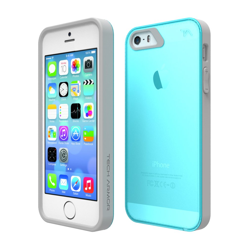 Tech Armor Apple iPhone 5S TURQUOISE/GREY FlexProtect TPU Case - Frustration Free Packaging