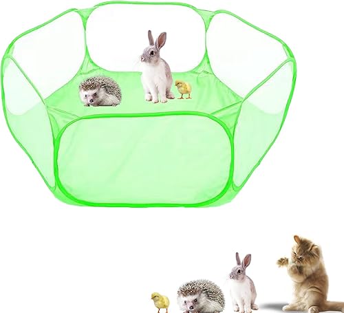 Tienda de campaña para animales pequeños, portátil, abierto, interactivo, para conejillos, cobayas, hámster, chinchillas (verde)