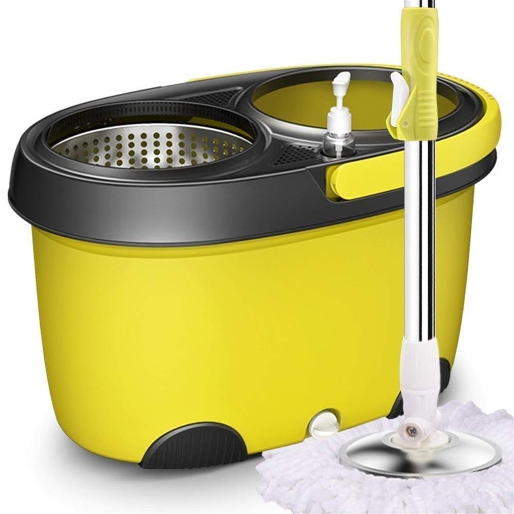 Mop Pavimenti in Microfibra Spin Mop Secchio Set Dual Drive 360 ​​Mop Rotante Mop Polvere riutilizzabili con 5 ricariche mop