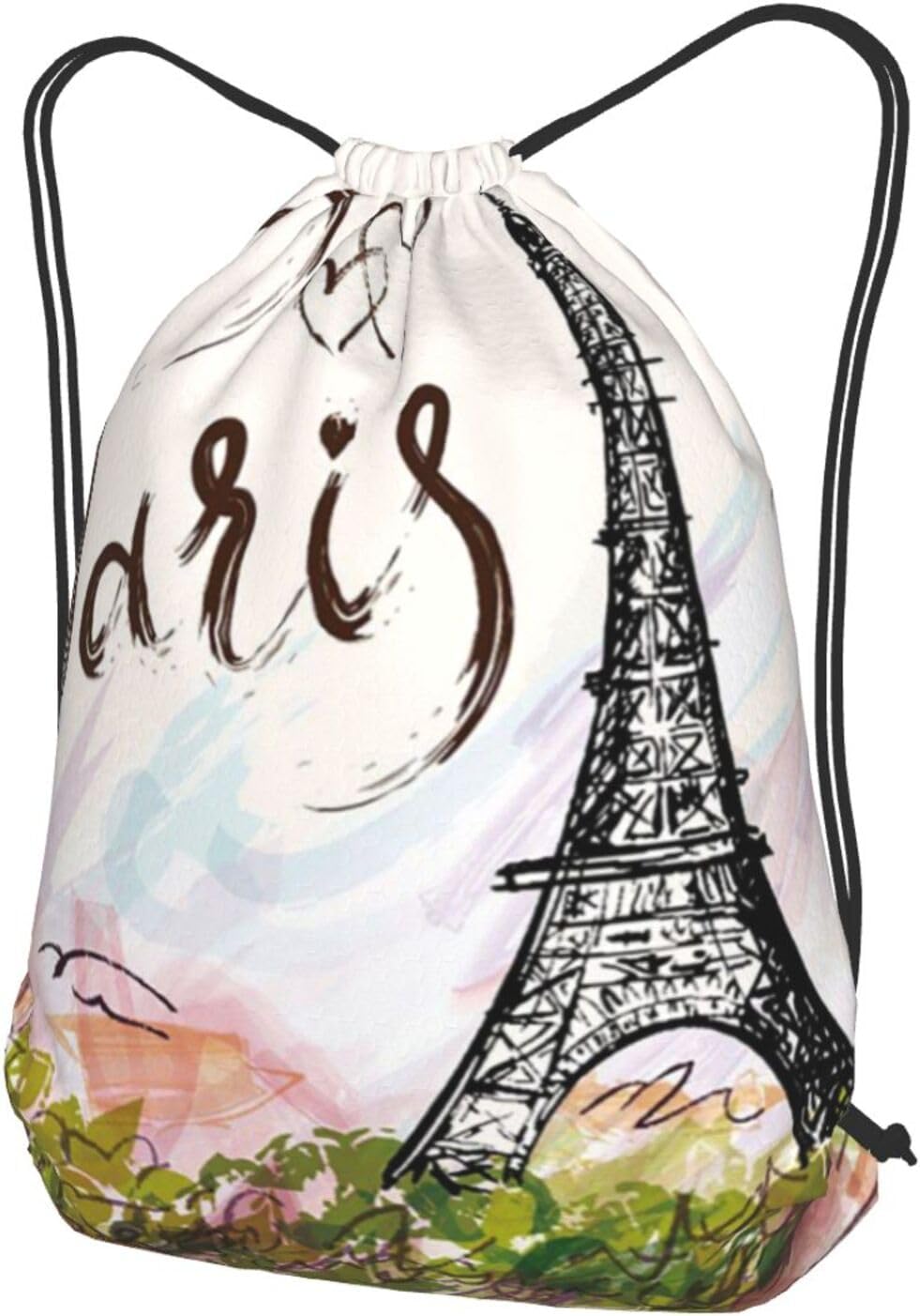 Paris Eiffel Tower Drawstring Backpack String Bag Sport Gym Sackpack Waterproof Lightweight Beach Bag for Women Men image 3