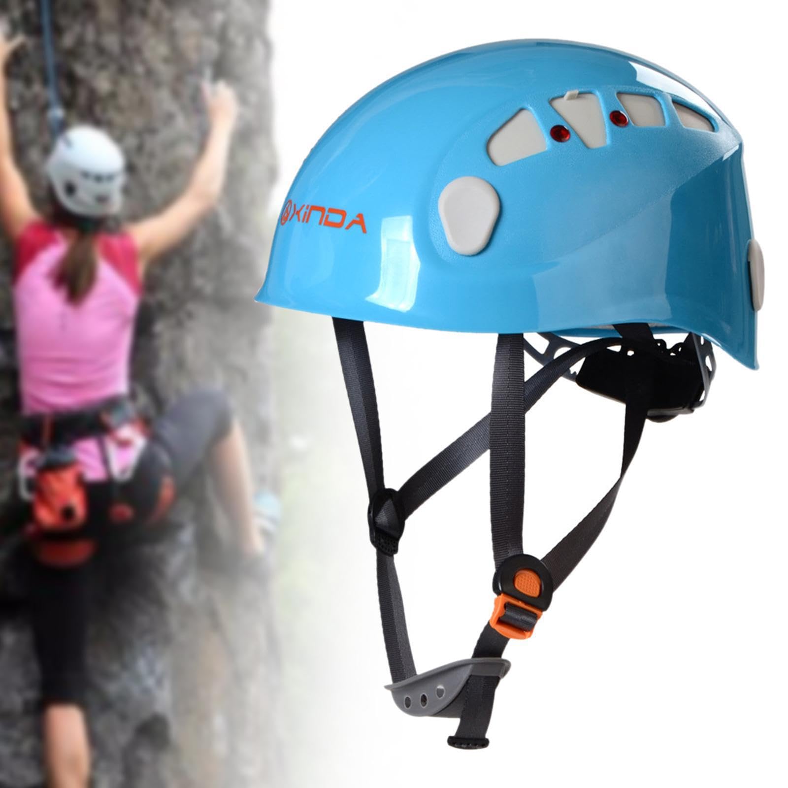 Casque d'escalade, Casque de Chantier pour Hommes, Femmes et Adultes, pour travaux arboricoles, Orange, Bleu, 26x20.5 cm