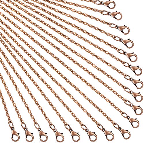 TecUnite 24 Pack Antique Red Copper Cable Chain Necklace Twisted Link Chain for Jewelry Making