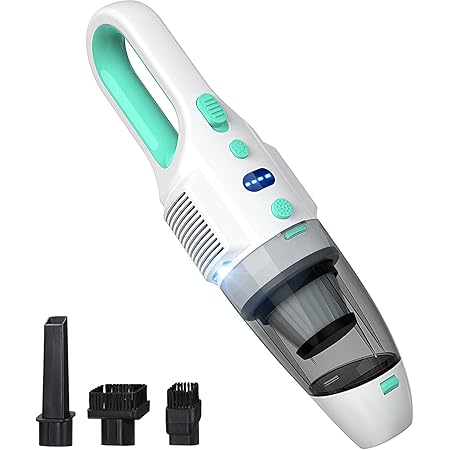 Handheld Vacuum Cordless, Rechargeable Hand Vacuum, Lightweight at 1.5 Pounds with Strong Suction, Mini Car Vacuum Cleaner with Led Lights, 3 Attachments, Cleaning Brush & Storage Bag, Mint Green