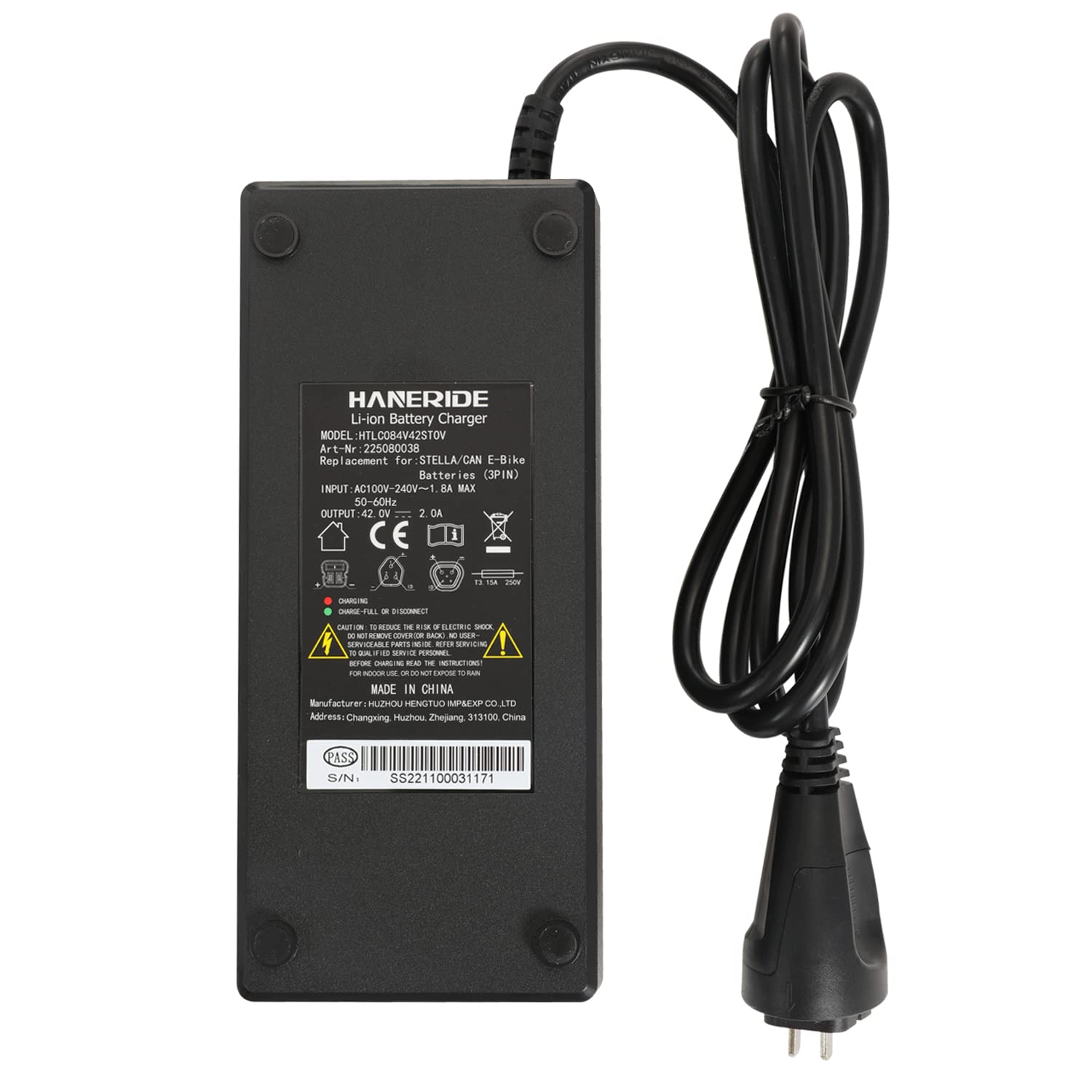 Caricatore per batteria Stella E-Bike 36V 2A con spina ovale DZLM3620-M2