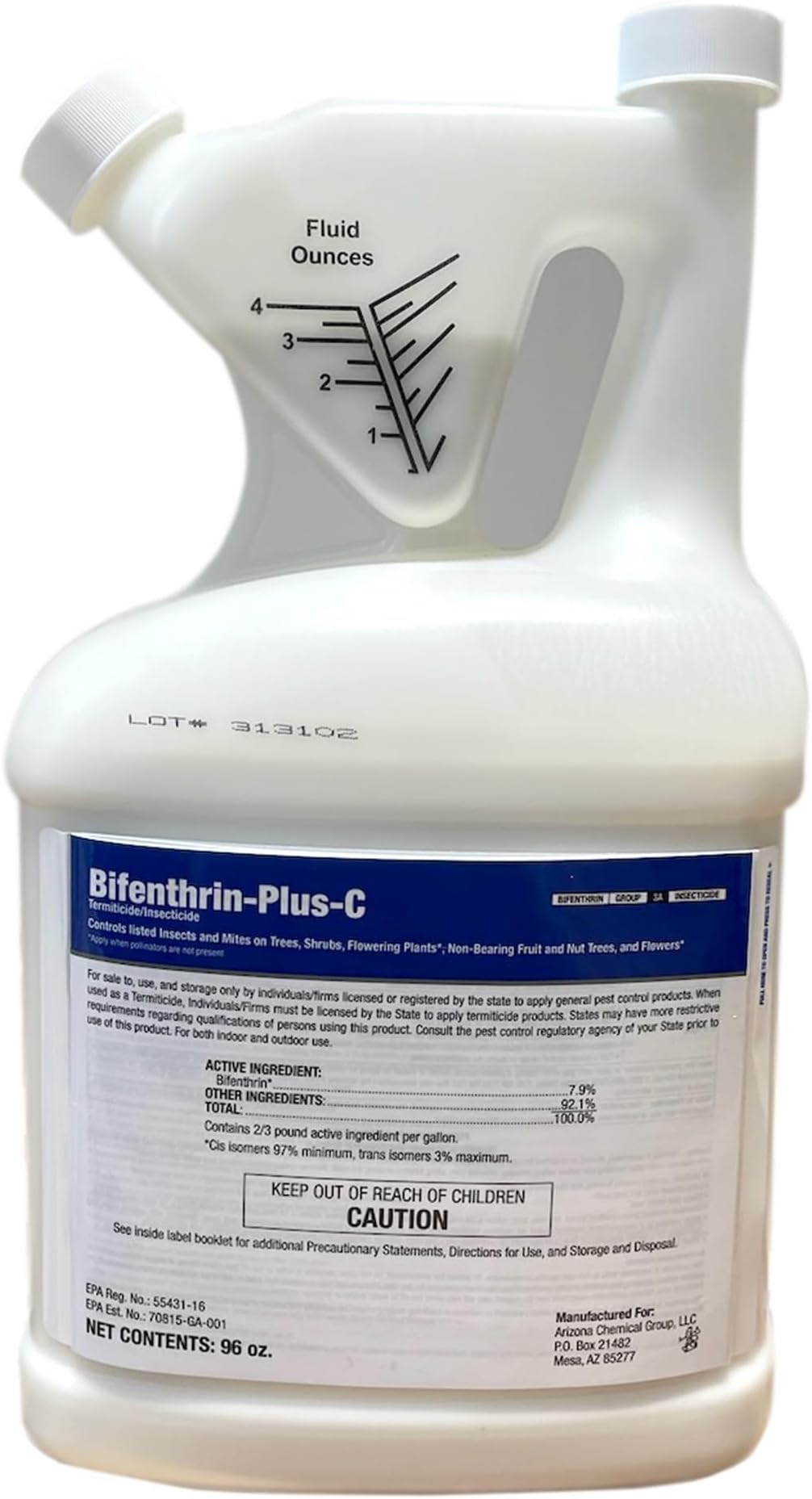 Bifenthrin-Plus-C Insecticide (96 oz) - Roach Killer Indoor Infestation, Termite Treatment, Ant Control & Wasp Spray - Home Pest Control, Residential, Commercial, and Industrial Use