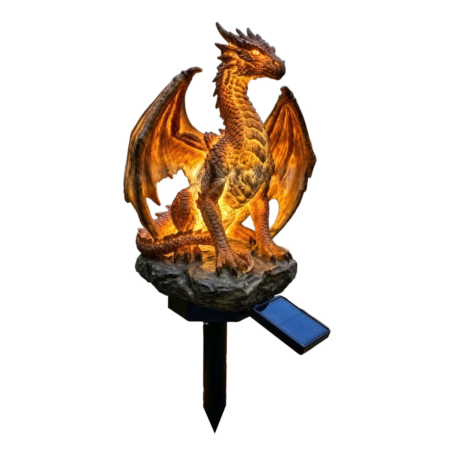 Pasisuu Solar Garden Light Dragon Statue Outdoor Yard Decor Sculpture