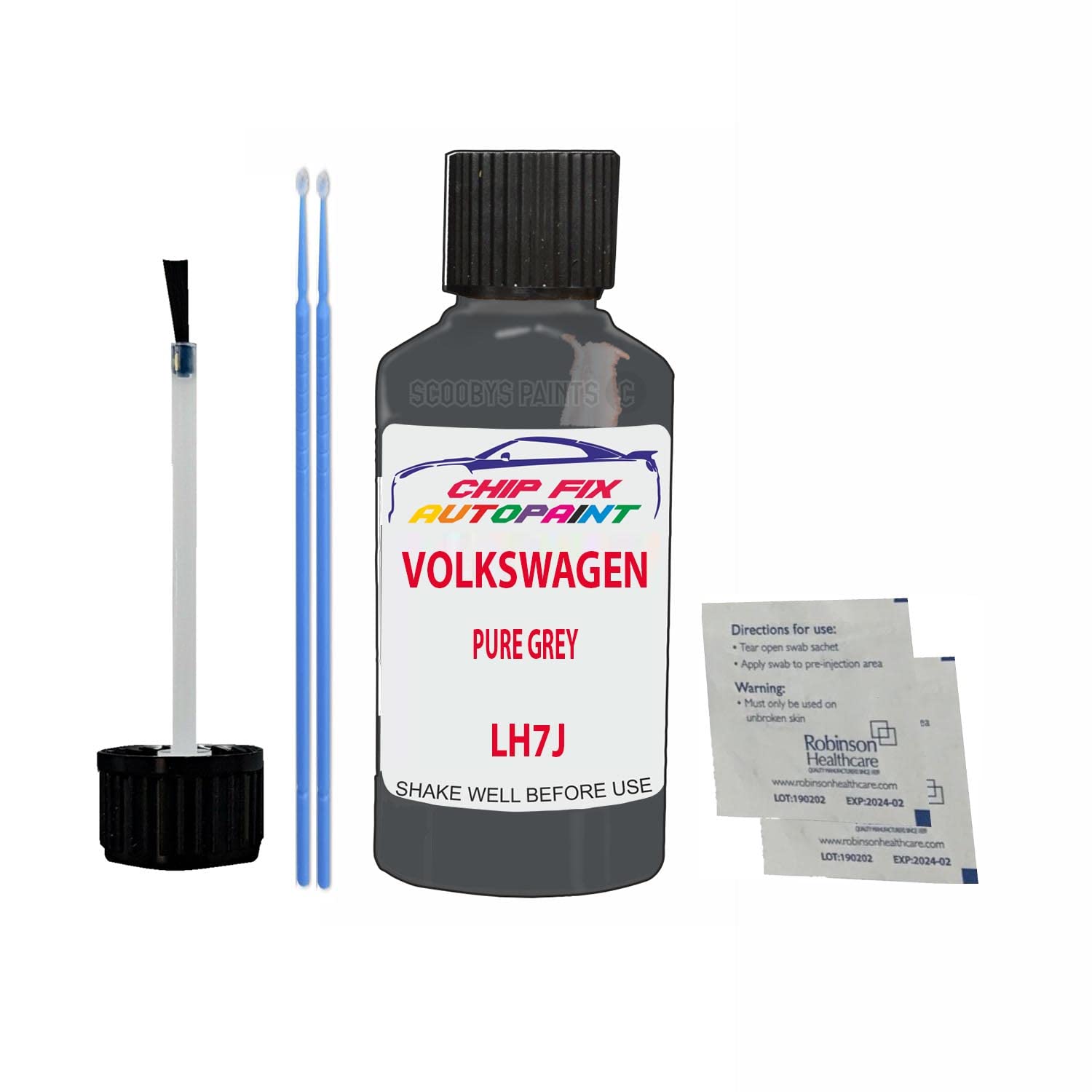 Scoobys Paints Back In The Mix Pure Grey Touch Up Paint For Volkswagen/Vw T6 Van/Camper Lh7j 2009-2022 30Ml Bottle Brush Scratch Stone Chip Repair Pen