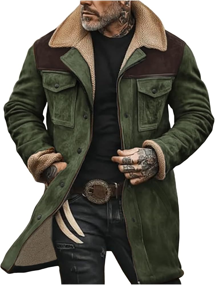 Amazon | メンズフリースジャケットスエードレザーファーレトロコート Amazon | メンズフリースジャケットスエードレザーファーレトロコート