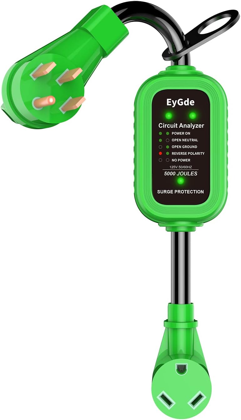 EyGde Adaptador de 50 amperios a 30 amperios para RV con protector contra sobretensiones, enchufe adaptador patentado de 5000 joules NEMA 14-50P a