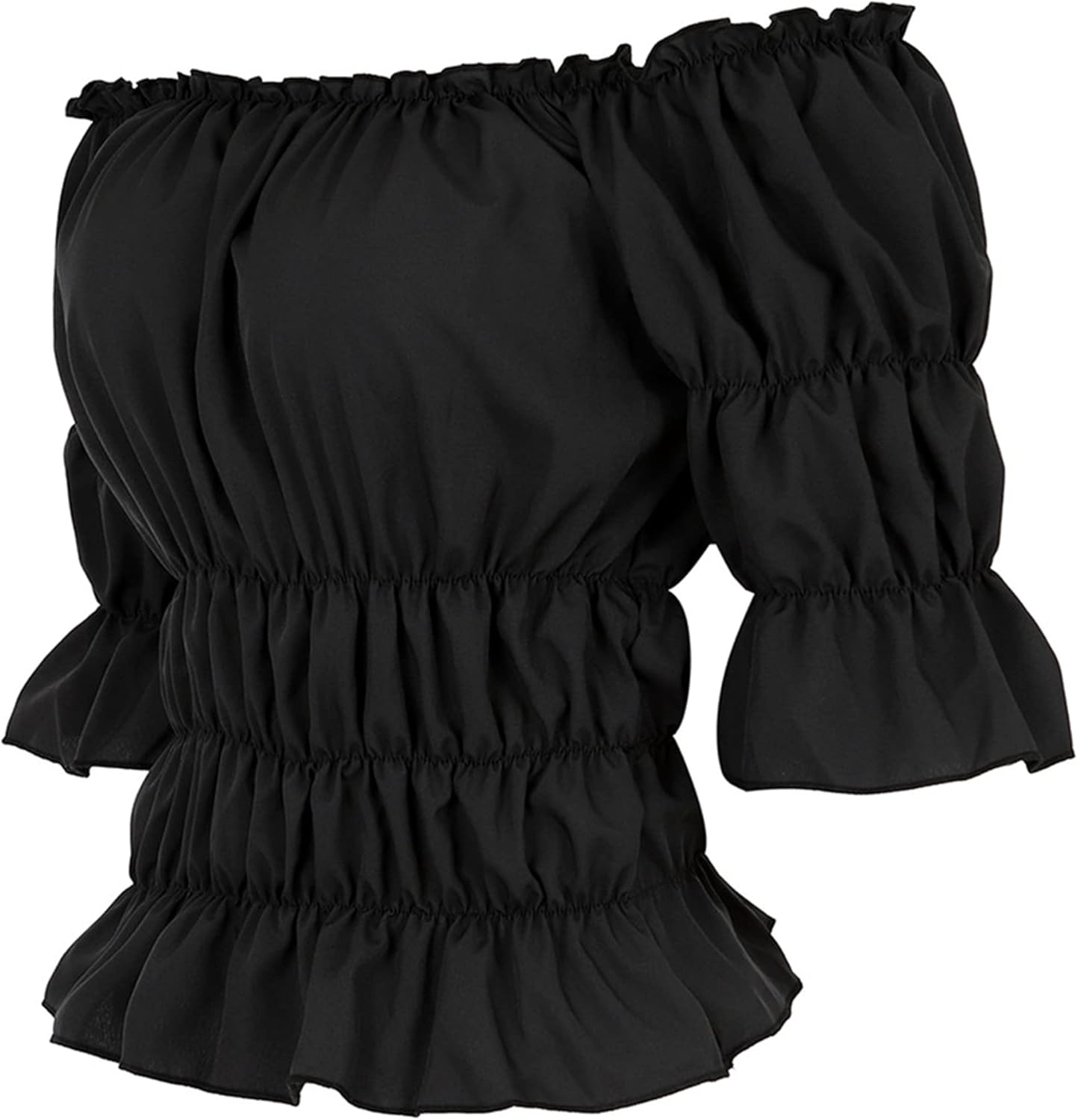 frawirshau Steampunk Pirate Shirt Renaissance Peasant Blouse Off The Shoulder Tops Short Sleeve Smocked Wench Top Lightweight - Image 3