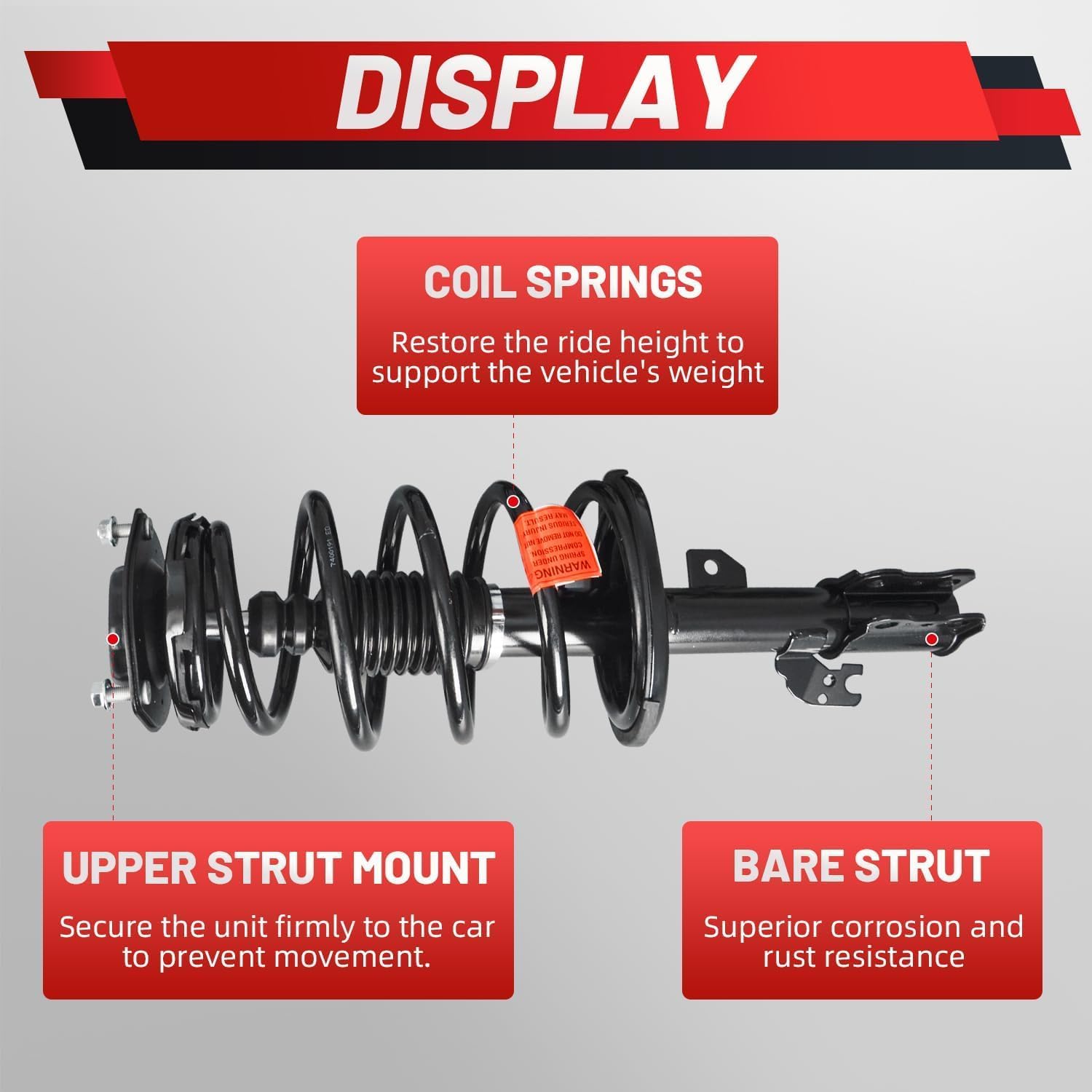 Upgraded Front Strut Shock Absorber with Spring Assembly Compatible with Toyota Sienna 2004 2005 2006 FWD 7 Passenger Replace 172237 172236