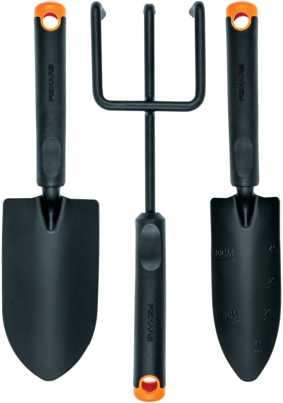Garden Tool Set, 3 Pieces, Flower Rake, Trowel, Trowel, Stainless Steel Head/Plastic Handle, Black/Orange, Ergo, 1027681