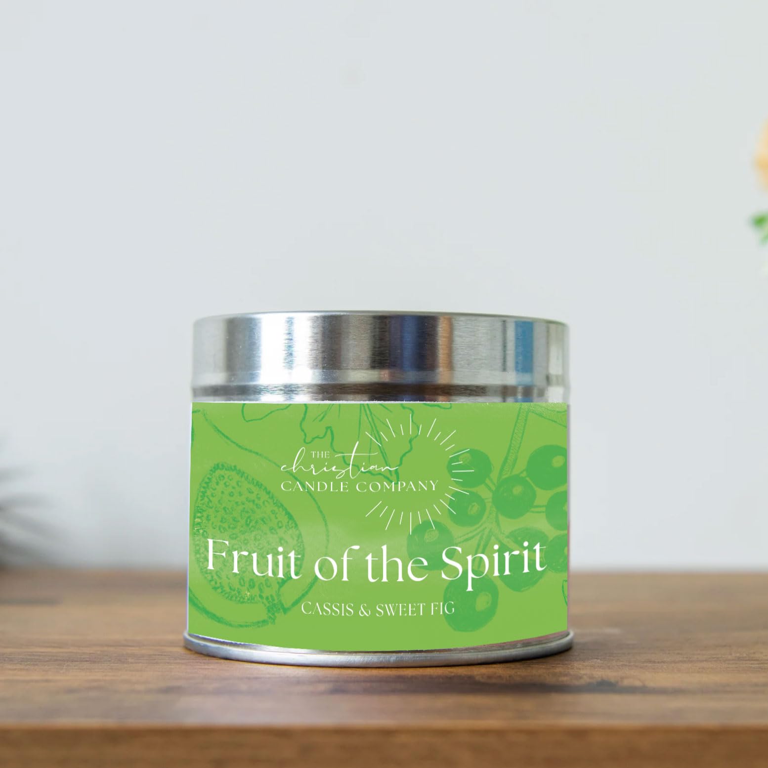 The Christian Candle Company - Fruit of The Spirit - Cassis and Fig Candle in A Tin