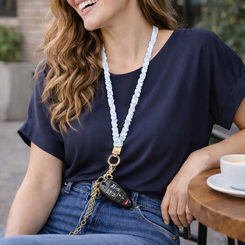 Teacher Scrunchie Lanyard for ID Badge, Thin Stretchy Elastic Neck Keychain, Cute Hands Free Accessory for School - Image 4