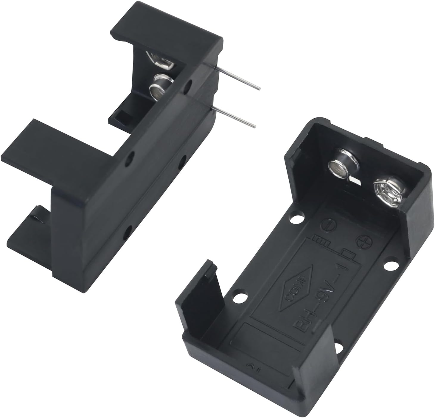 2PCS 9V Baffle Battery Holders with PC Solder Mounting Leads 2.13x1.18x0.78 Inches Used for Electronic PCB Communication Modules Remote Controls Toys