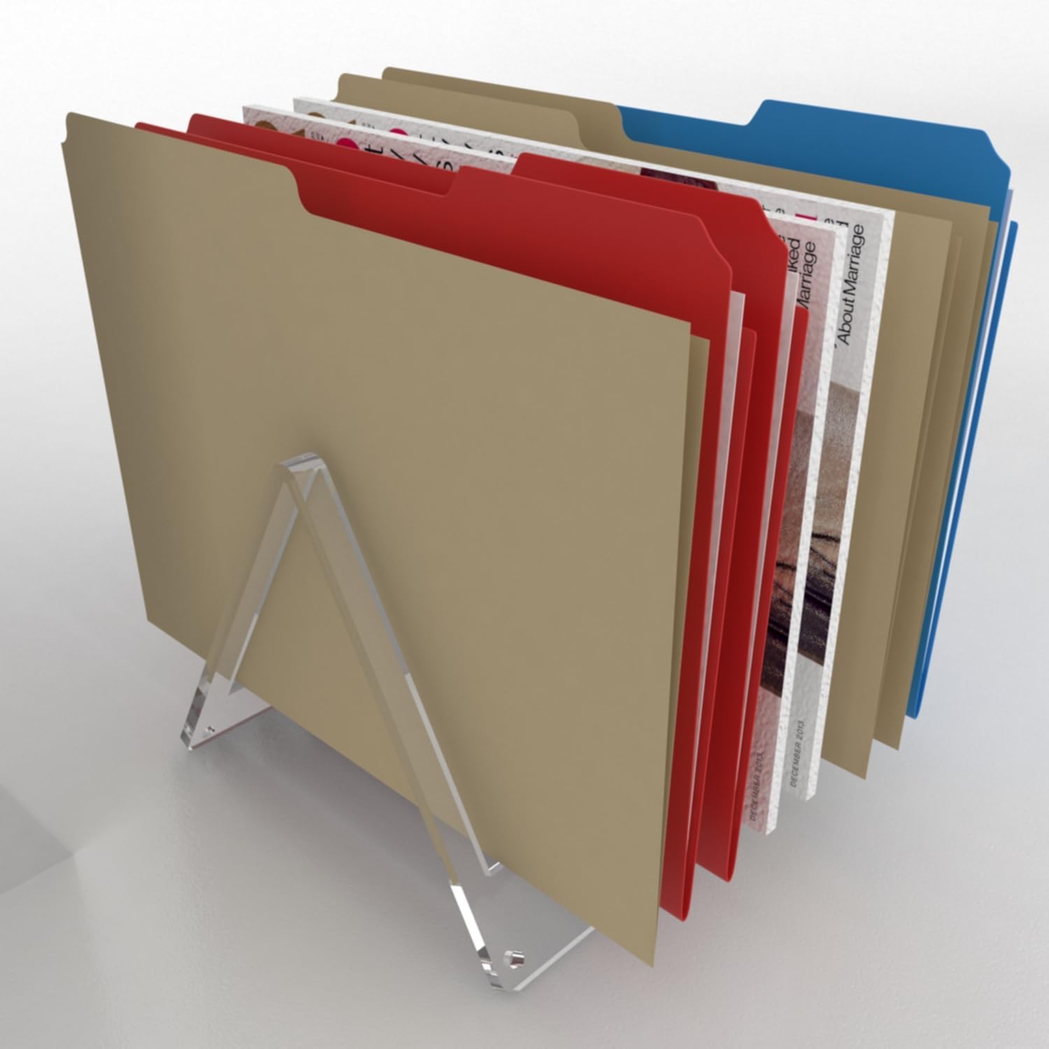 Clear Acrylic File Holder - Office Desk Organizer With 9 Sections | Premium File Folder and Mail Organizer | Made in USA (FH2)