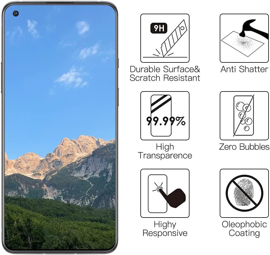 NEW'C 2 Pezzi, Vetro Temperato per OnePlus 8T, Pellicola Prottetiva Anti Graffio, Anti-Impronte, Senza Bolle, Durezza 9H, 0,33mm Ultra Trasparente, Ultra Resistente