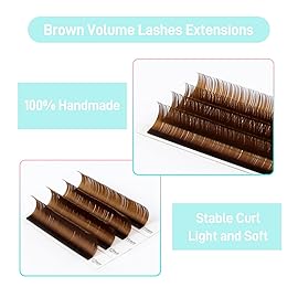 Colored Lash Extensions 0.07mm C Curl Brown Individual Volume Lashes Extensions 8-15 Mix Length Color Eyelash Extensions for Salon (Brown 0.07-C, 8-15mm)