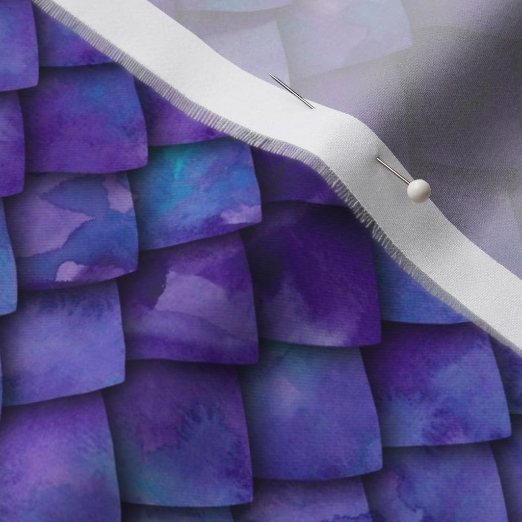 Spoonflower Fabric - Dragon Scales Purple Scale Mermaid Blue Printed on Organic Cotton Sateen Fabric by The Yard - Sewing Quilting Apparel Home Decor