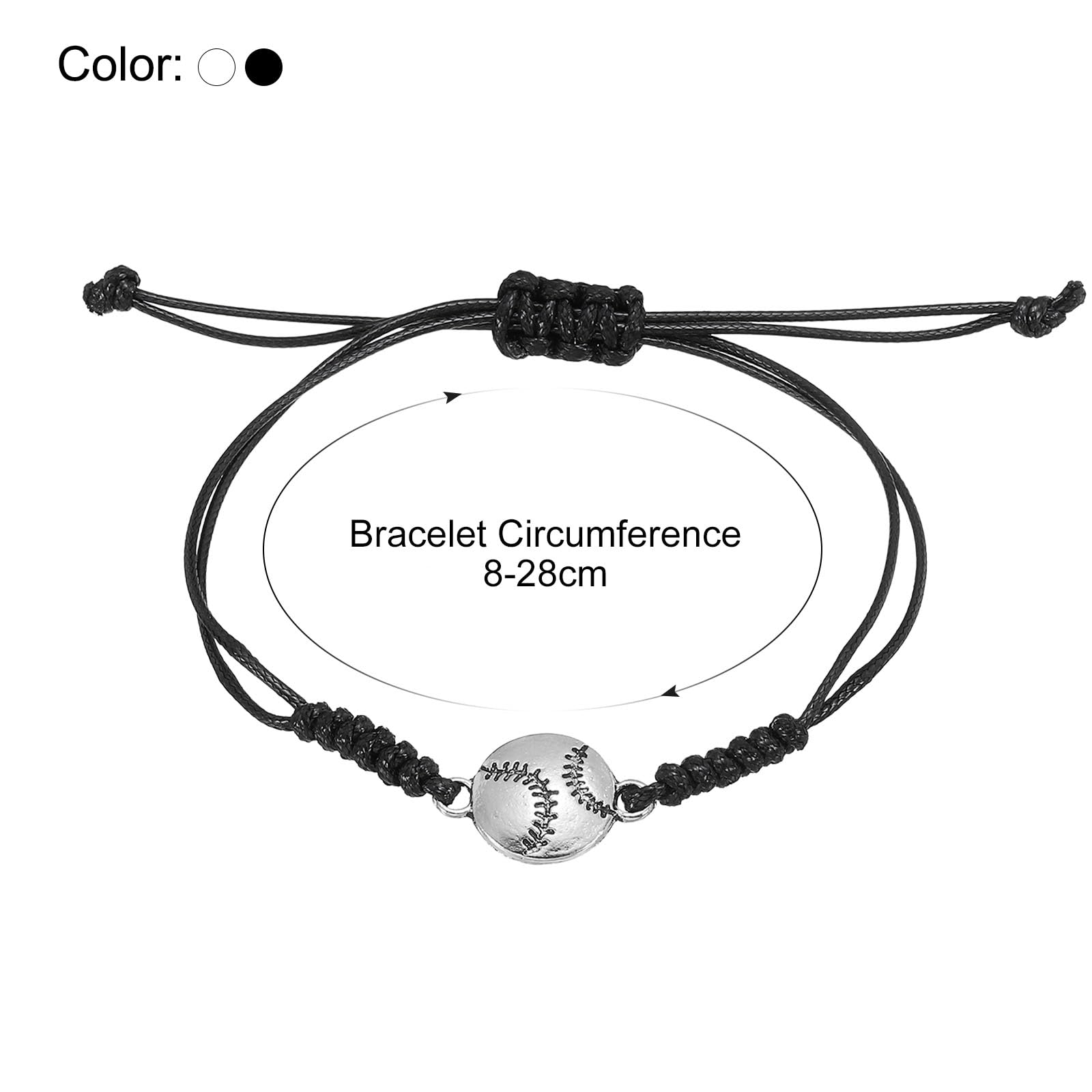 PATIKIL Baseball Bracelets, 2 Pcs Baseball Gifts Braided Wristbands with Baseball Beads for Teenagers, Adults, Black White