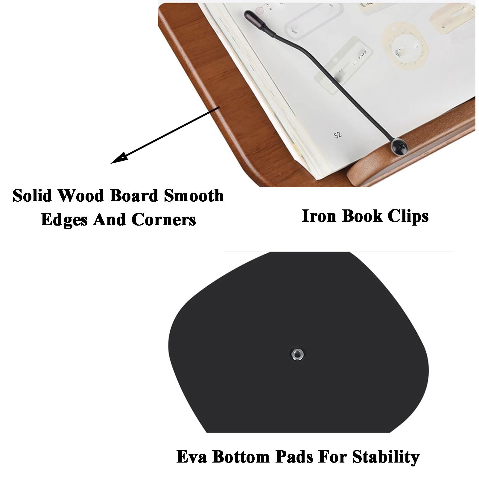 Générique Pupitre de Lecture réglable avec Pinces à Pages, Base Robuste pour Livres, partitions et Recettes, Hauteur 50-130 cm, idéal pour étudier et pour la Maison