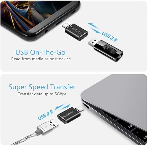 Miniatura 9 de Paquete de 6 Adaptador USB C a USB (paquete de 3) y adaptador USB a USB C (paquete de 3) carcasa de aluminio Transferencia de datos SuperSpeed y