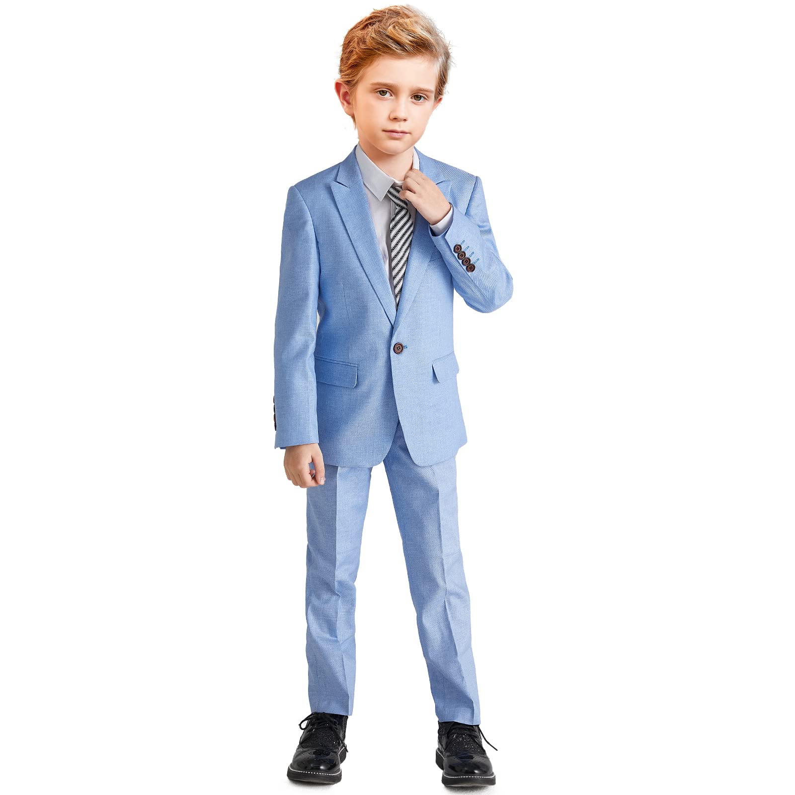 ELPA ELPABoys Linen Suits Set, Boys Slim Fit Suit for Leisure or Party Holiday