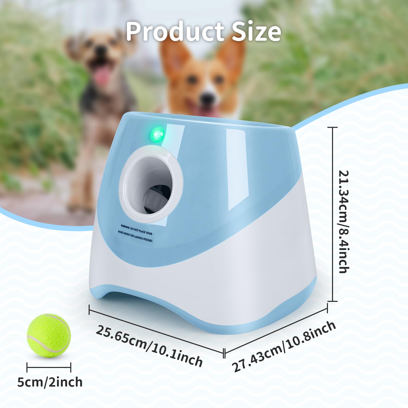 Lancia Palline per Cani, Spara Palline Automatico con 6 Palline, Giocattoli Interattivi per Cani di Piccola Taglia, Macchina Lanciapalle per Cane per Interni ed Esterni, Blu