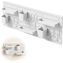 3 PCS Pegboard Combination Kit 28 x 28 cm, Peg Boards for Walls Pegboard Wall Organizer White Tool Storage Board for Organizer Ornaments Display