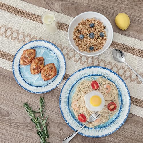 50% Off ZAROCRUS Melamine Dinnerware Set, 12-Piece Light Blue