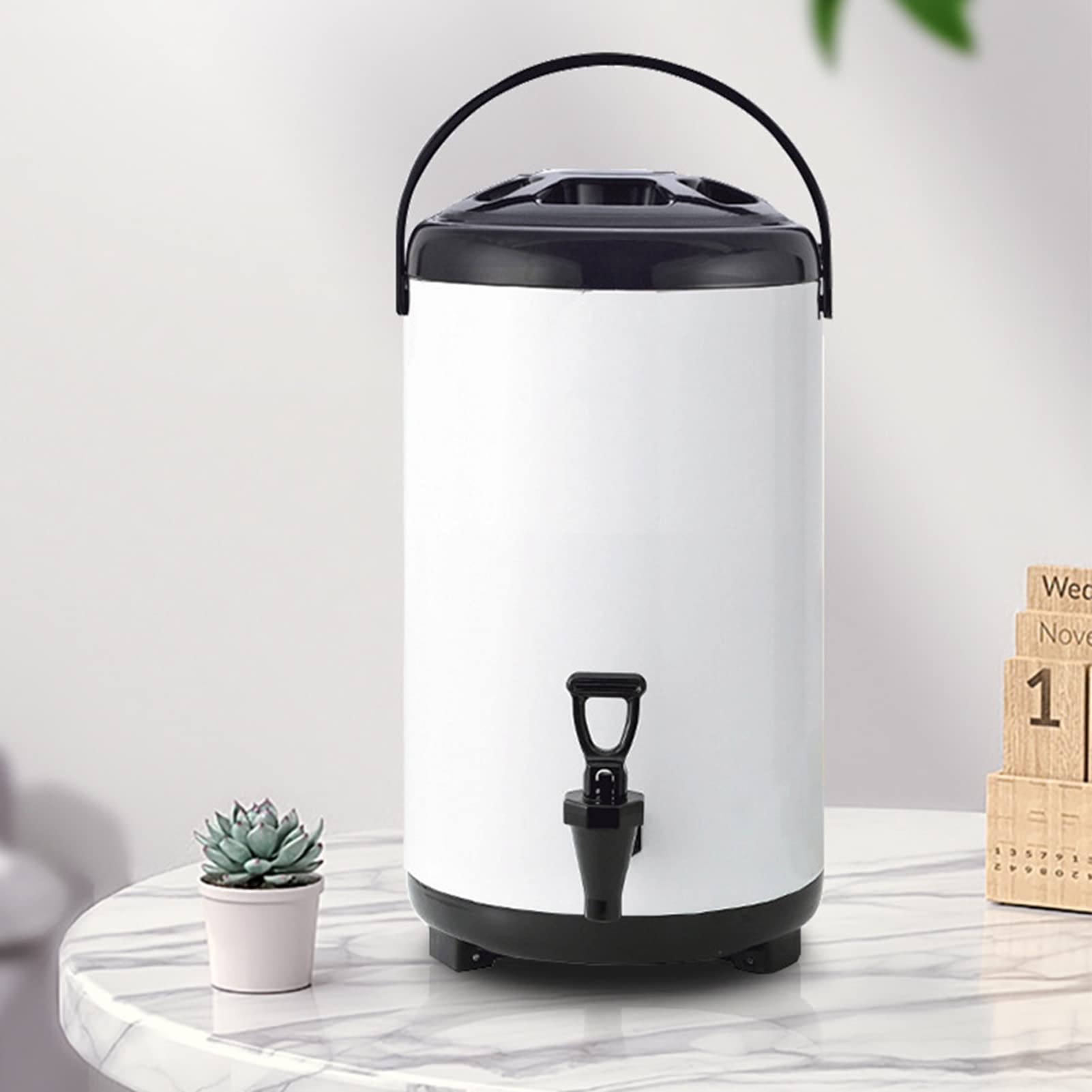 Distributore di bevande isolato da 8 l, in acciaio inox, con beccuccio, per latte caldo e freddo, tè, caffè